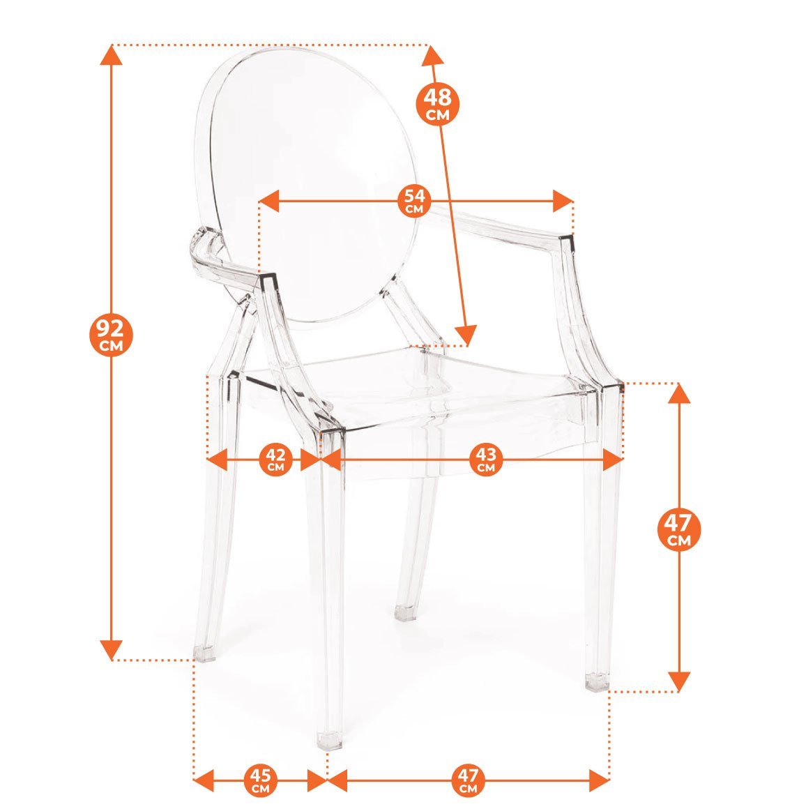 Кресло Медальон/Medalion (мод.922)/1 шт. в упаковке пластик, 56,5х53,2х92,5см, прозрачный фото 19
