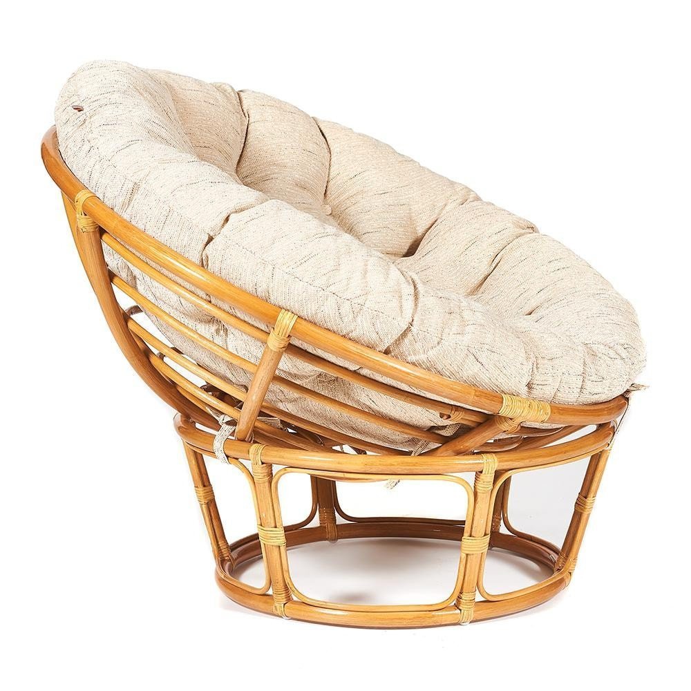 Кресло Папасан/Papasan (23/01 W) /с подушкой и ремешками/ диаметр подушки 129см, 115х101х104см, медовый, ткань старт фото 10