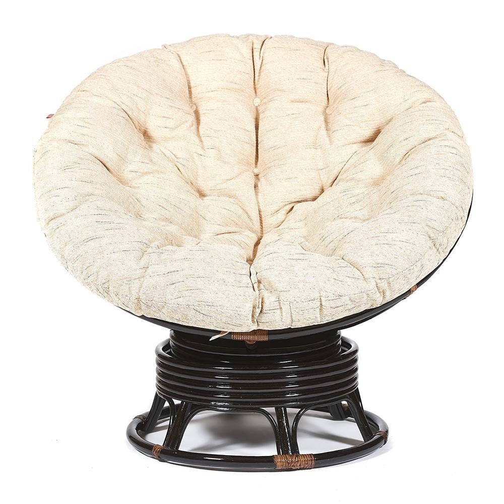 Кресло-качалка Папасан/Papasan (W 23/01 B) /с подушкой/ 115х78х104см, античный черно-коричневый, ткань старт фото 3