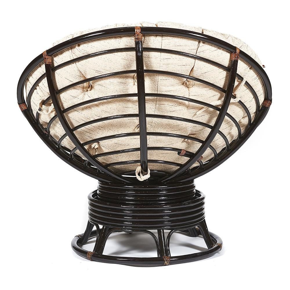 Кресло-качалка Папасан/Papasan (W 23/01 B) /с подушкой/ 115х78х104см, античный черно-коричневый, ткань старт фото 5