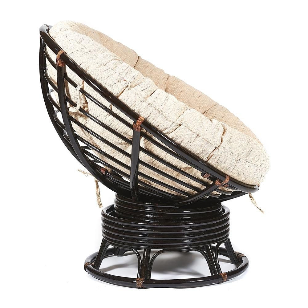 Кресло-качалка Папасан/Papasan (W 23/01 B) /с подушкой/ 115х78х104см, античный черно-коричневый, ткань старт фото 13