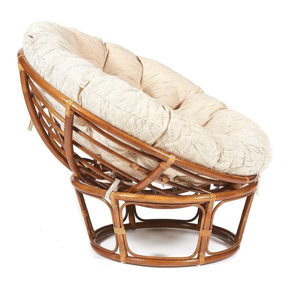 Кресло Папасан/Papasan (23/01 W) /с подушкой и ремешками/ диаметр подушки 129см, 115х101х104см, пекан орех, ткань старт фото 6