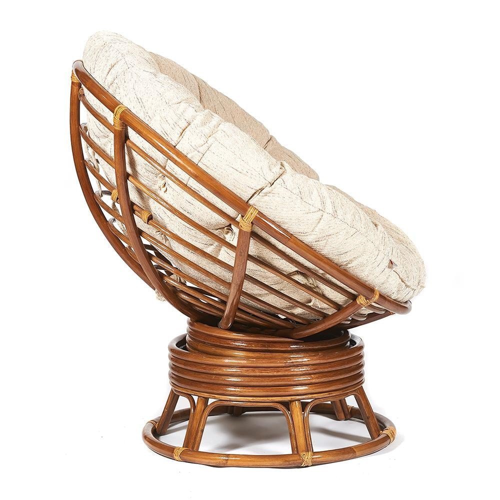 Кресло-качалка Папасан/Papasan (W 23/01 B) /с подушкой/ 115х78х104см, пекан орех, ткань старт фото 4