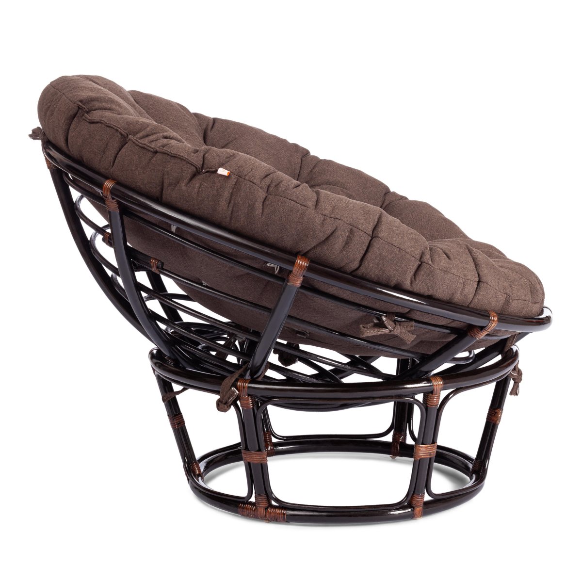Кресло Папасан/Papasan (23/01 W) /с подушкой и ремешками/ диаметр подушки 125см, 115х101х104см, античный черно-коричневый, ткань коричневый, фото 2