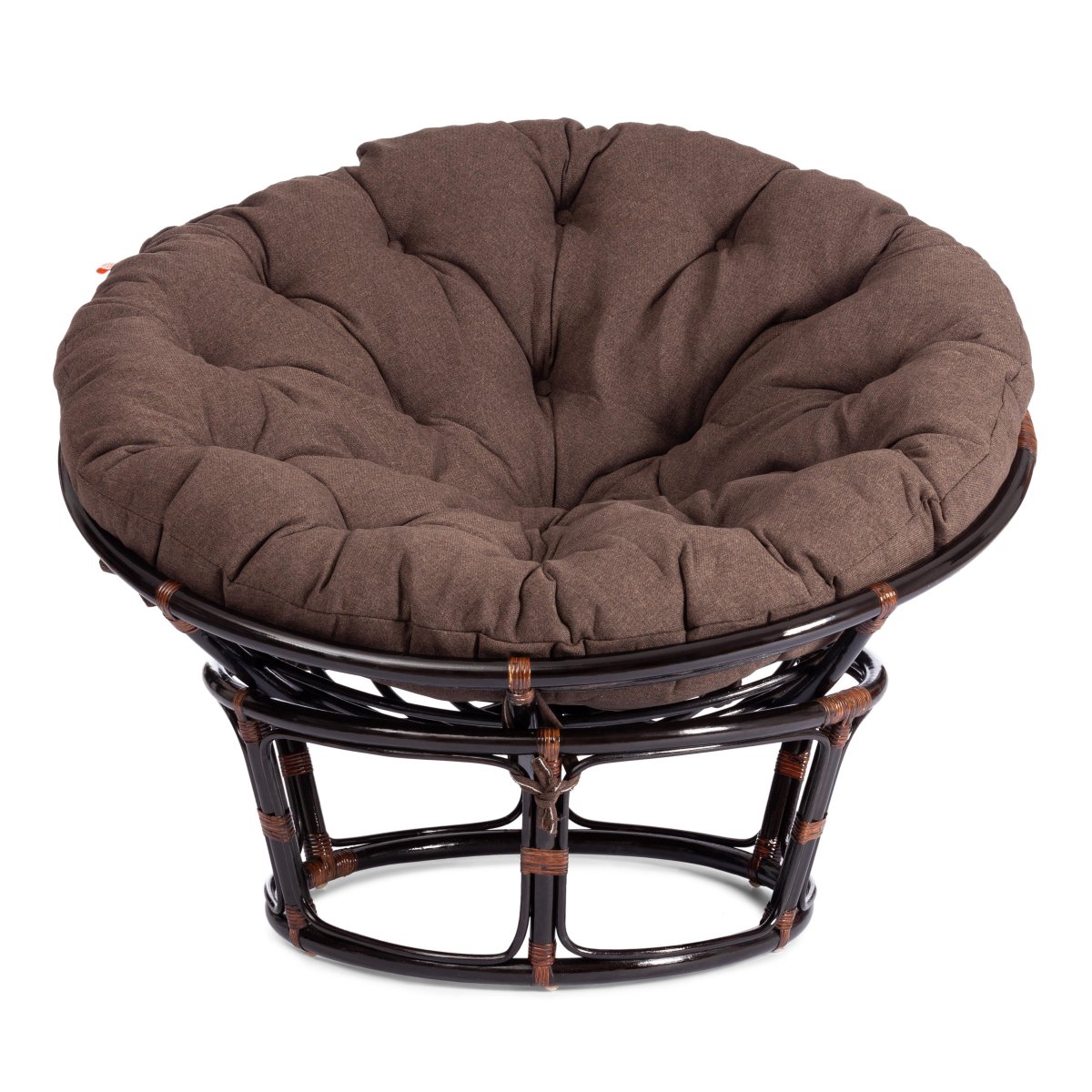 Кресло Папасан/Papasan (23/01 W) /с подушкой и ремешками/ диаметр подушки 125см, 115х101х104см, античный черно-коричневый, ткань коричневый, фото 5