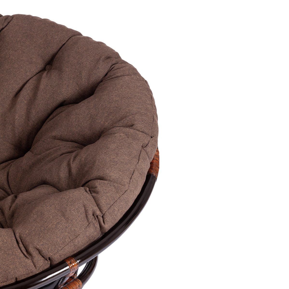 Кресло Папасан/Papasan (23/01 W) /с подушкой и ремешками/ диаметр подушки 125см, 115х101х104см, античный черно-коричневый, ткань коричневый, фото 7
