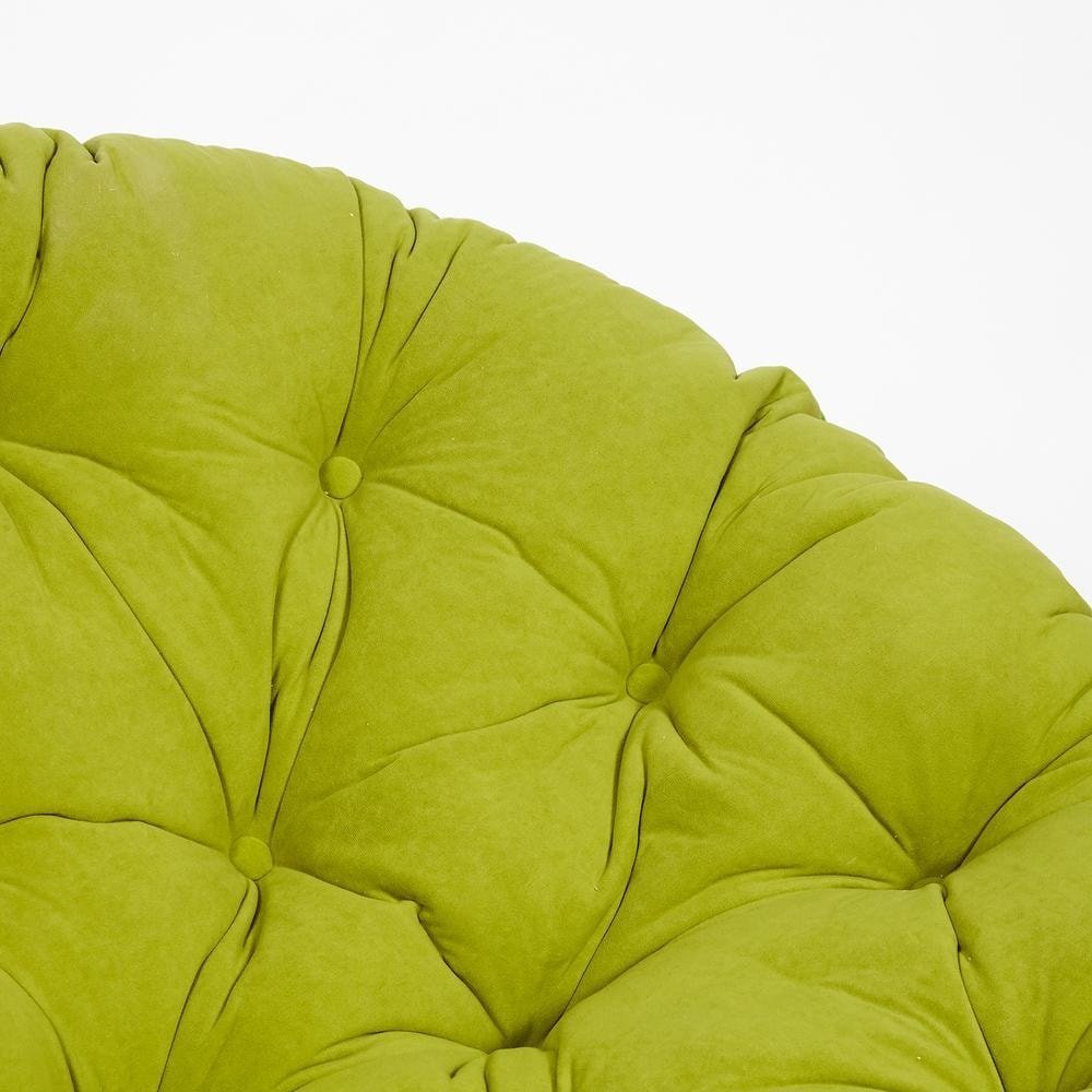 Кресло Папасан/Papasan (23/01 W) /с подушкой и ремешками/ диаметр подушки 125см, 115х101х104см, античный черно-коричневый, флок олива, 23 фото 4