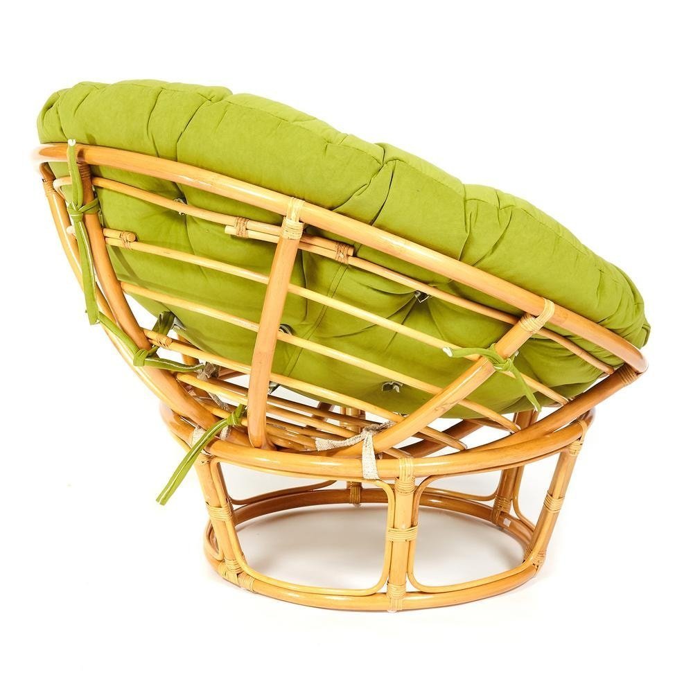 Кресло Папасан/Papasan (23/01 W) /с подушкой и ремешками/ диаметр подушки 125см, 115х101х104см, медовый, флок олива, 23 фото 2