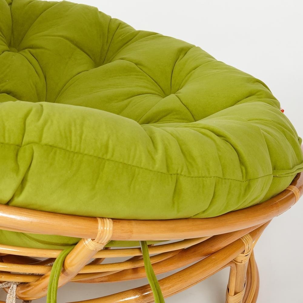 Кресло Папасан/Papasan (23/01 W) /с подушкой и ремешками/ диаметр подушки 125см, 115х101х104см, медовый, флок олива, 23 фото 7