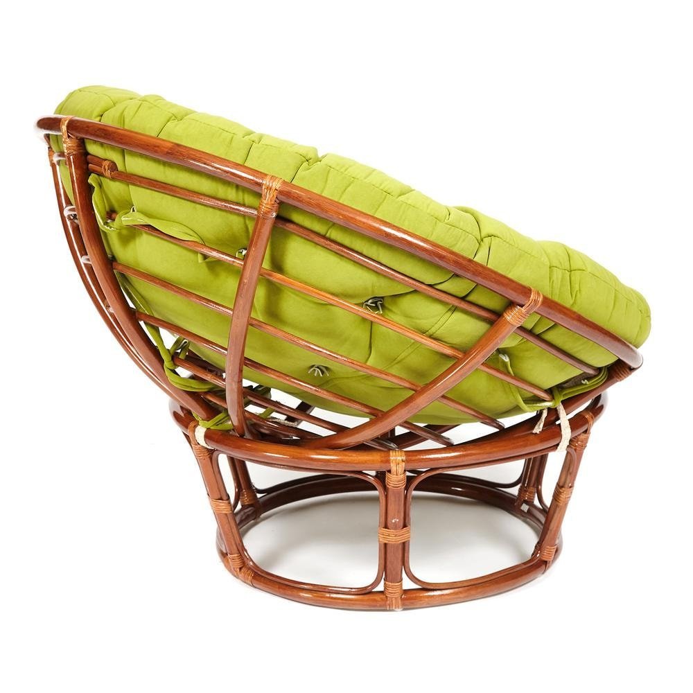Кресло Папасан/Papasan (23/01 W) /с подушкой и ремешками/ диаметр подушки 125см, 115х101х104см, пекан орех, флок олива, 23 фото 7