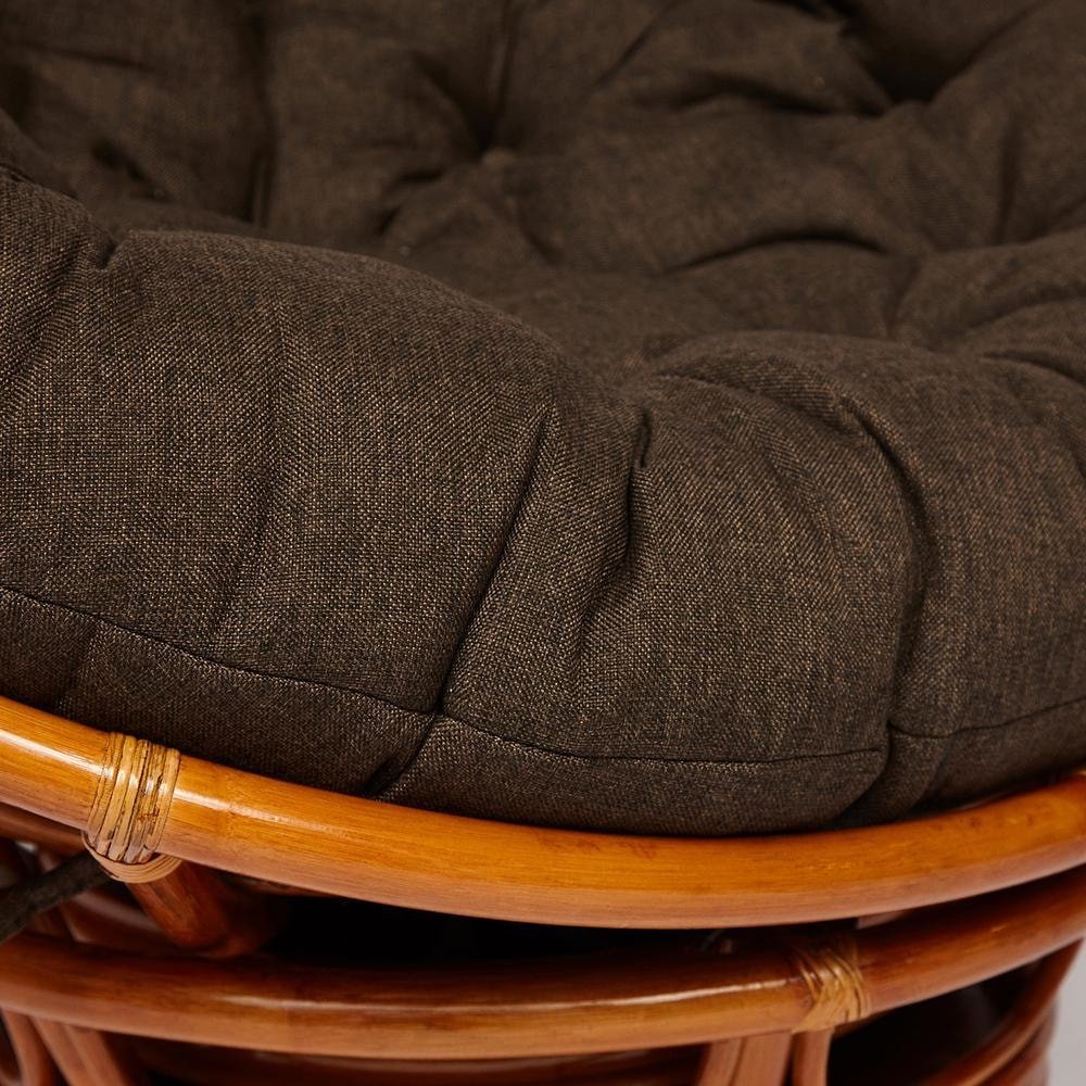 Кресло-качалка Папасан/Papasan (W 23/01 B) /с подушкой/ 115х78х104см, коньячный, ткань коричневый, 3м7-147 фото 6