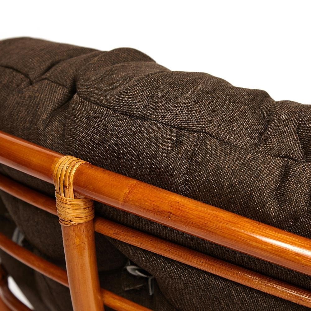 Кресло-качалка Папасан/Papasan (W 23/01 B) /с подушкой/ 115х78х104см, коньячный, ткань коричневый, 3м7-147 фото 7