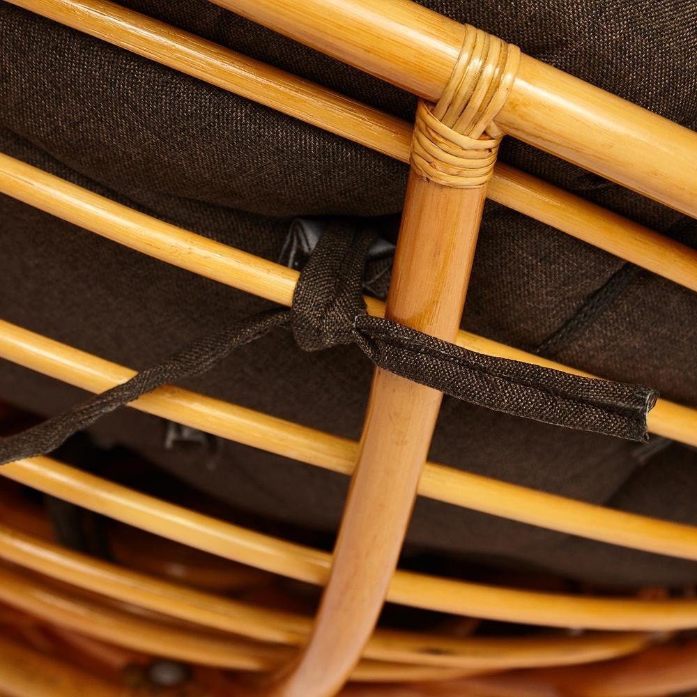 Кресло-качалка Папасан/Papasan (W 23/01 B) /с подушкой/ 115х78х104см, медовый, ткань коричневый, 3м7-147 фото 6