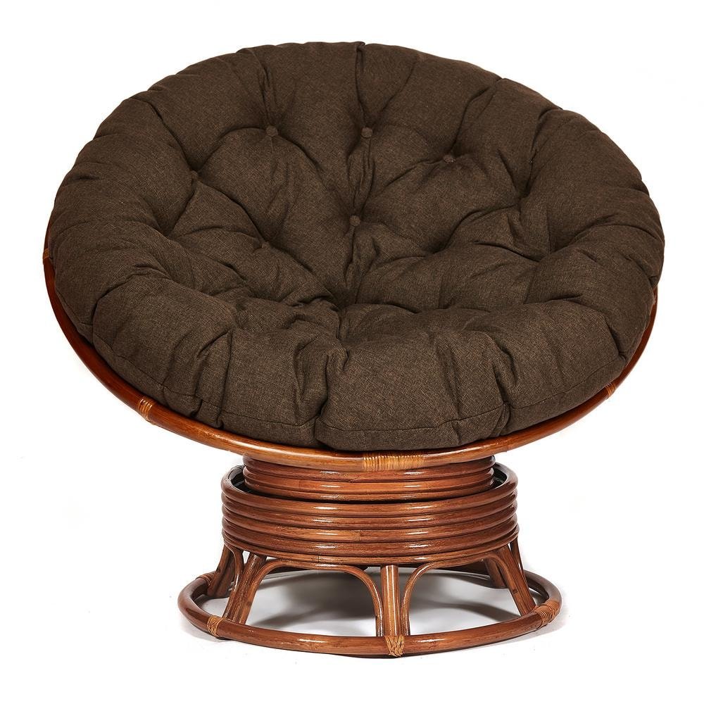 Кресло-качалка Папасан/Papasan (W 23/01 B) /с подушкой/ 115х78х104см, пекан орех, ткань коричневый, 3м7-147 фото 8