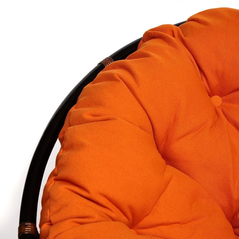 Кресло-качалка Папасан/Papasan (W 23/01 B) /с подушкой/ 115х78х104см, античный черно-коричневый, ткань оранжевый, с 23 фото 6