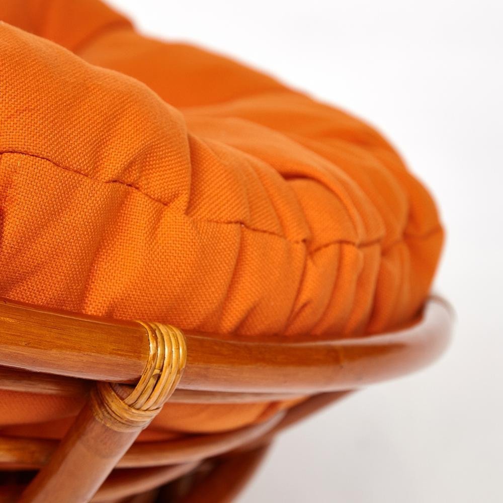Кресло-качалка Папасан/Papasan (W 23/01 B) /с подушкой/ 115х78х104см, коньячный, ткань оранжевый, с 23 фото 7