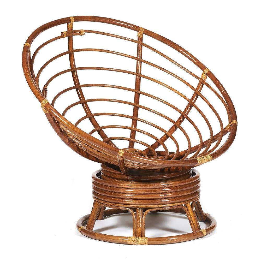 Кресло-качалка Папасан/Papasan (W 23/01 B) /с подушкой/ 115х78х104см, пекан орех, ткань оранжевый, с 23 фото 2