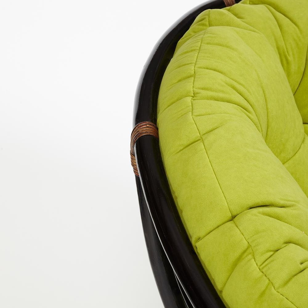 Кресло-качалка Папасан/Papasan (W 23/01 B) /с подушкой/ 115х78х104см, античный черно-коричневый, флок олива, 23 фото 4