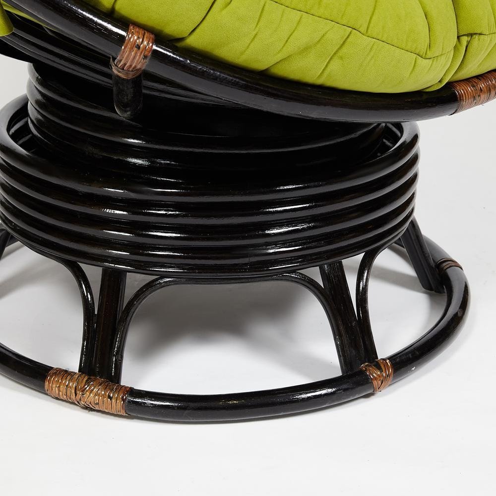 Кресло-качалка Папасан/Papasan (W 23/01 B) /с подушкой/ 115х78х104см, античный черно-коричневый, флок олива, 23 фото 6