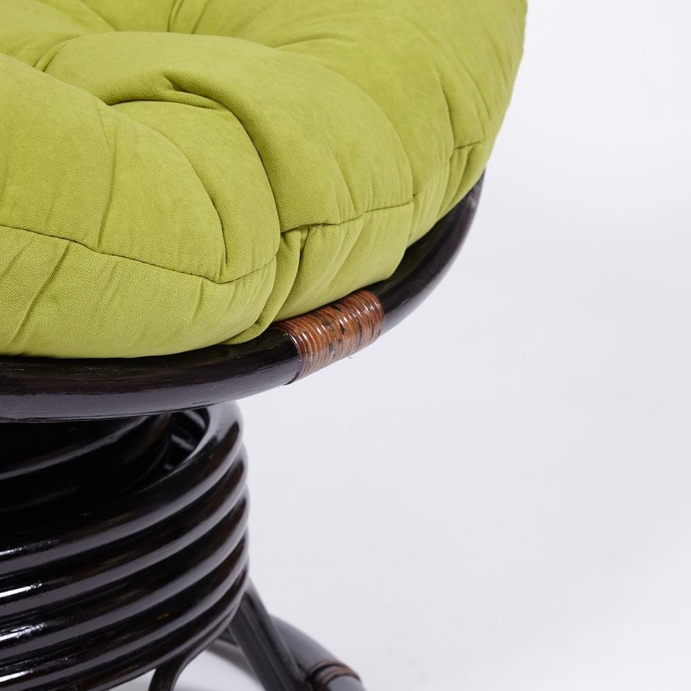 Кресло-качалка Папасан/Papasan (W 23/01 B) /с подушкой/ 115х78х104см, античный черно-коричневый, флок олива, 23 фото 7