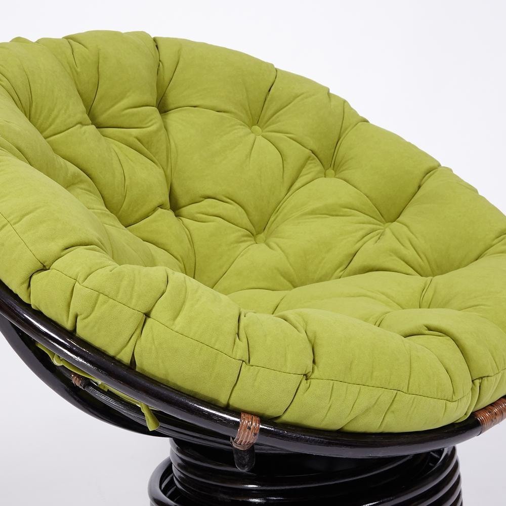 Кресло-качалка Папасан/Papasan (W 23/01 B) /с подушкой/ 115х78х104см, античный черно-коричневый, флок олива, 23 фото 8