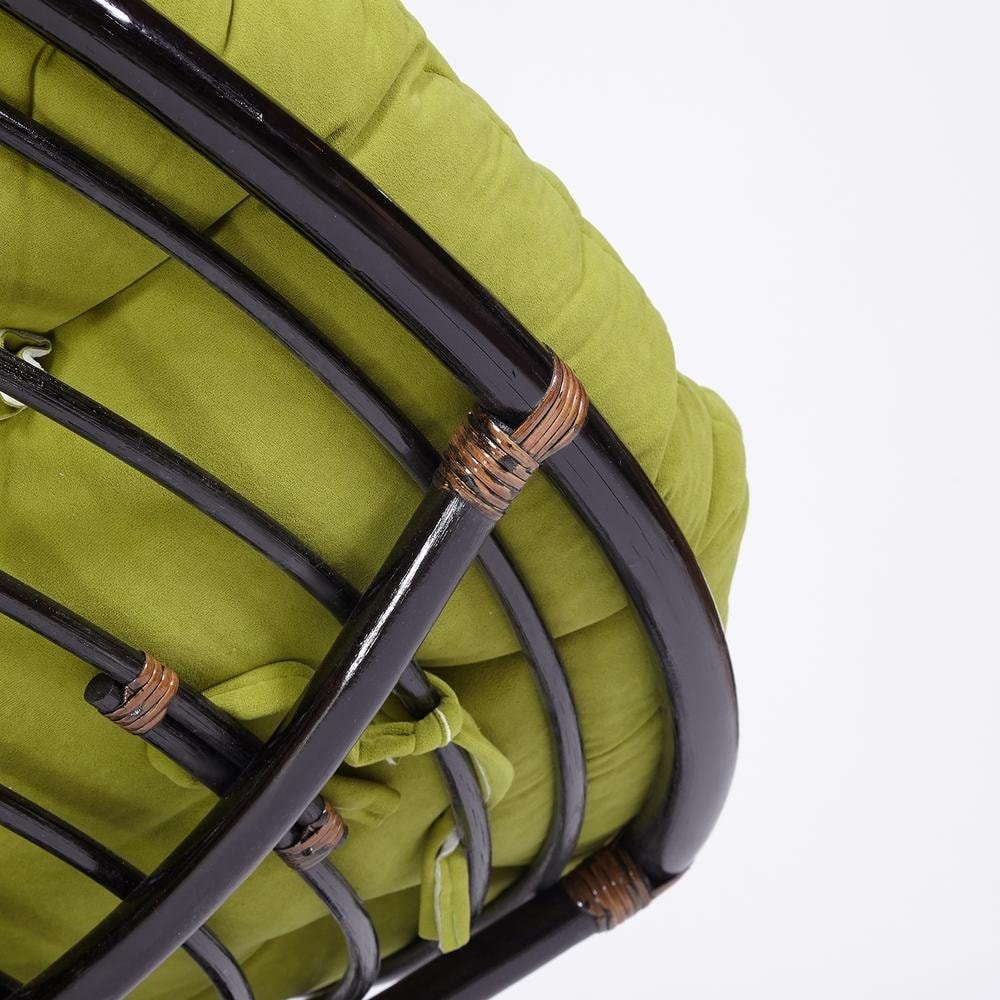 Кресло-качалка Папасан/Papasan (W 23/01 B) /с подушкой/ 115х78х104см, античный черно-коричневый, флок олива, 23 фото 10