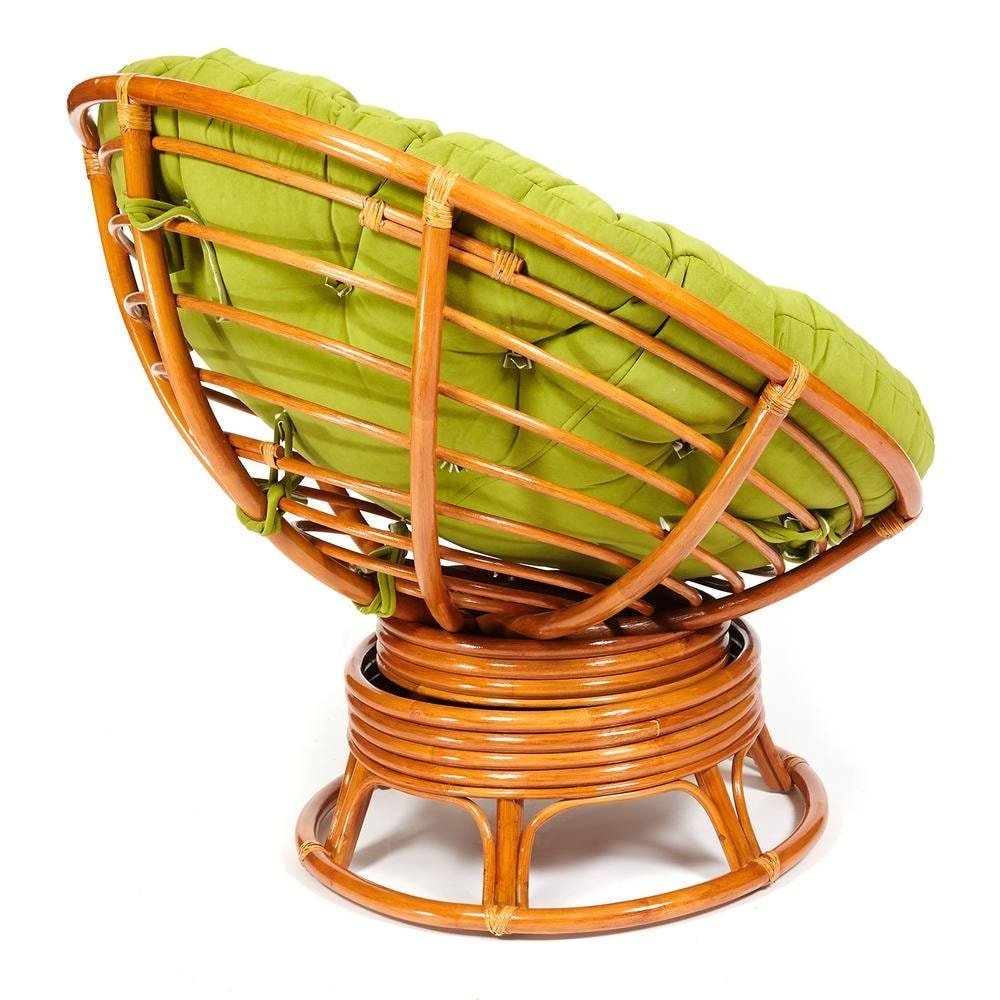 Кресло-качалка Папасан/Papasan (W 23/01 B) /с подушкой/ 115х78х104см, коньячный, флок олива, 23 фото 2