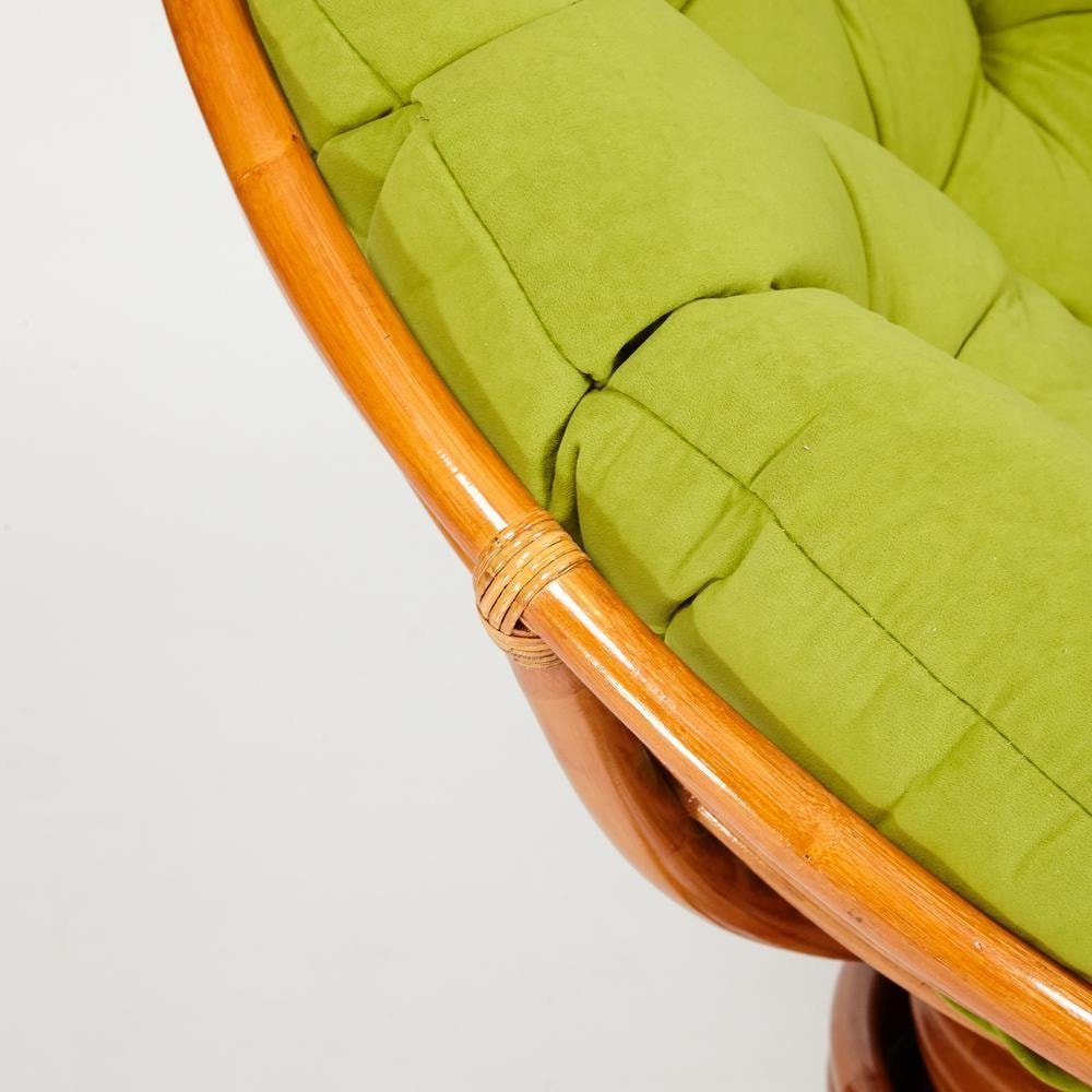 Кресло-качалка Папасан/Papasan (W 23/01 B) /с подушкой/ 115х78х104см, коньячный, флок олива, 23 фото 4