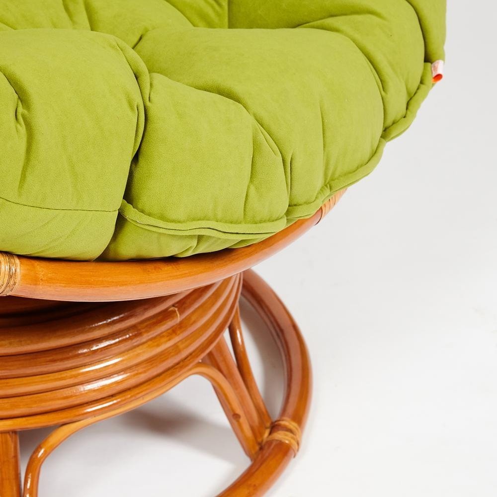 Кресло-качалка Папасан/Papasan (W 23/01 B) /с подушкой/ 115х78х104см, коньячный, флок олива, 23 фото 5
