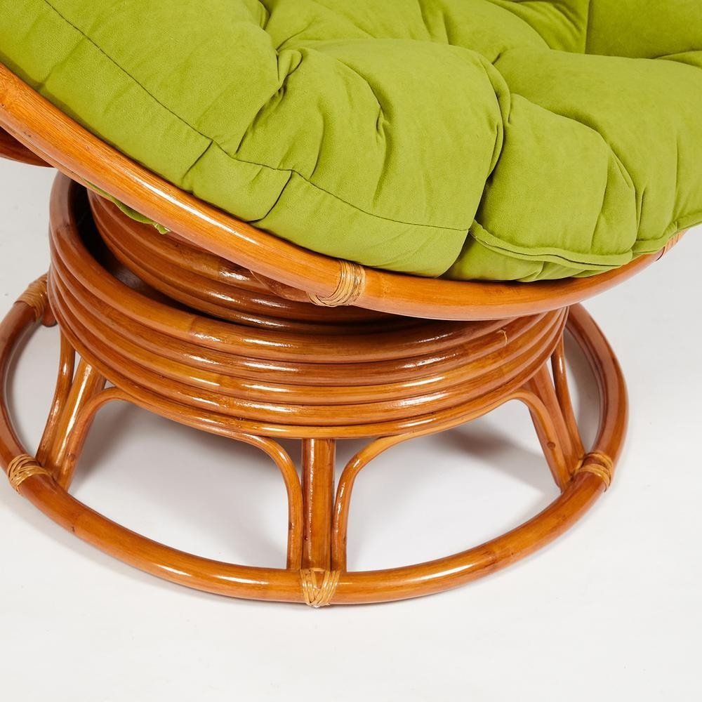 Кресло-качалка Папасан/Papasan (W 23/01 B) /с подушкой/ 115х78х104см, коньячный, флок олива, 23 фото 6