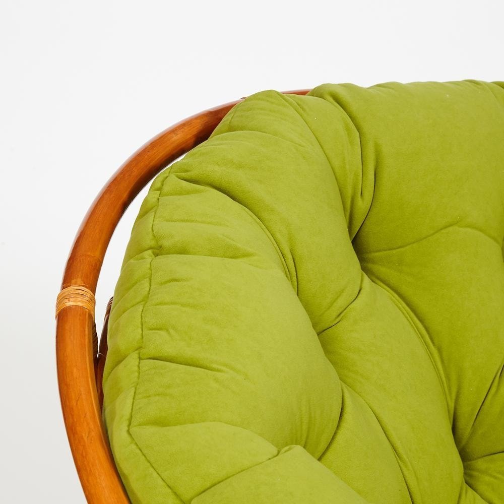 Кресло-качалка Папасан/Papasan (W 23/01 B) /с подушкой/ 115х78х104см, коньячный, флок олива, 23 фото 7