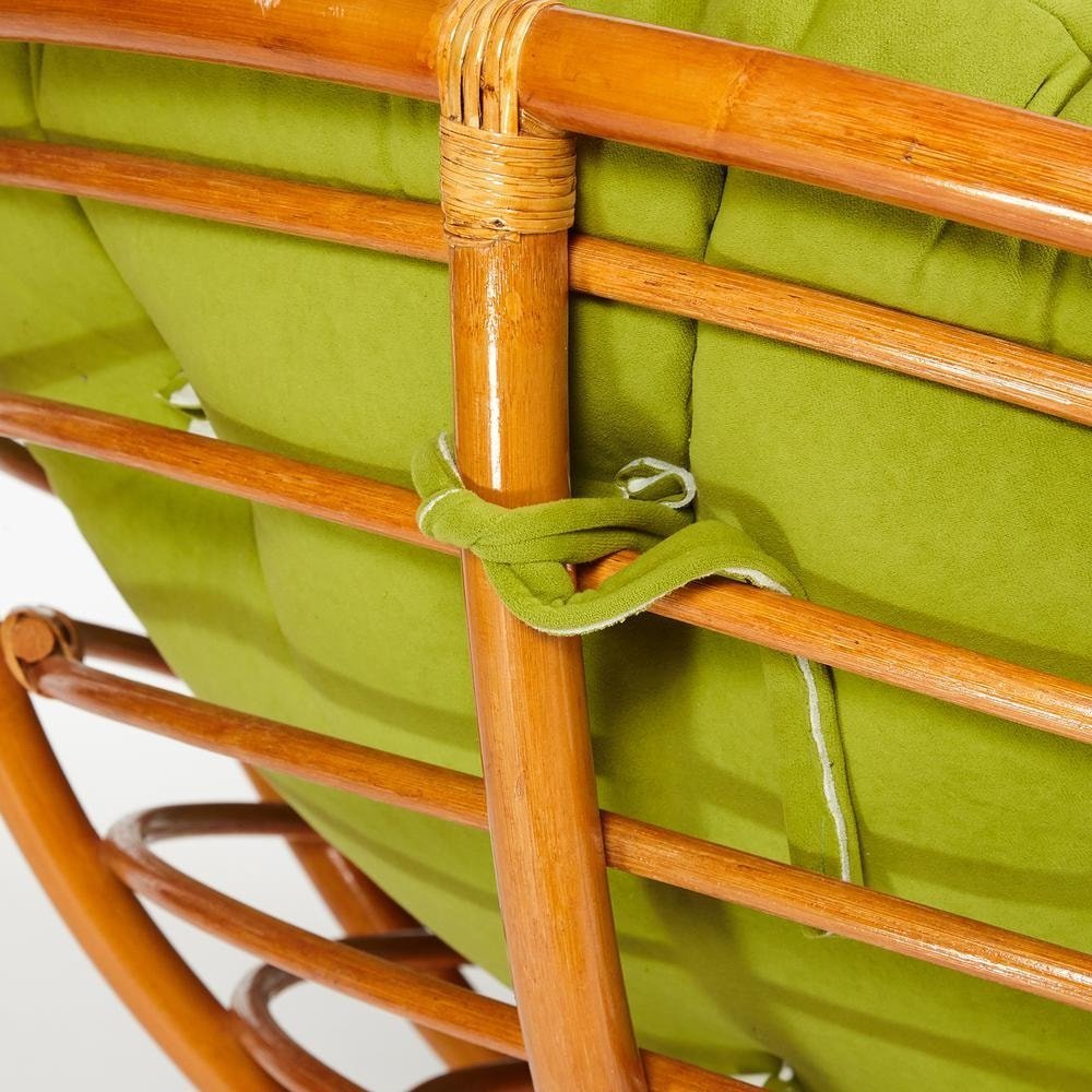 Кресло-качалка Папасан/Papasan (W 23/01 B) /с подушкой/ 115х78х104см, коньячный, флок олива, 23 фото 8