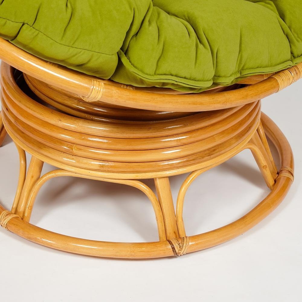 Кресло-качалка Папасан/Papasan (W 23/01 B) /с подушкой/ 115х78х104см, медовый, флок олива, 23 фото 2