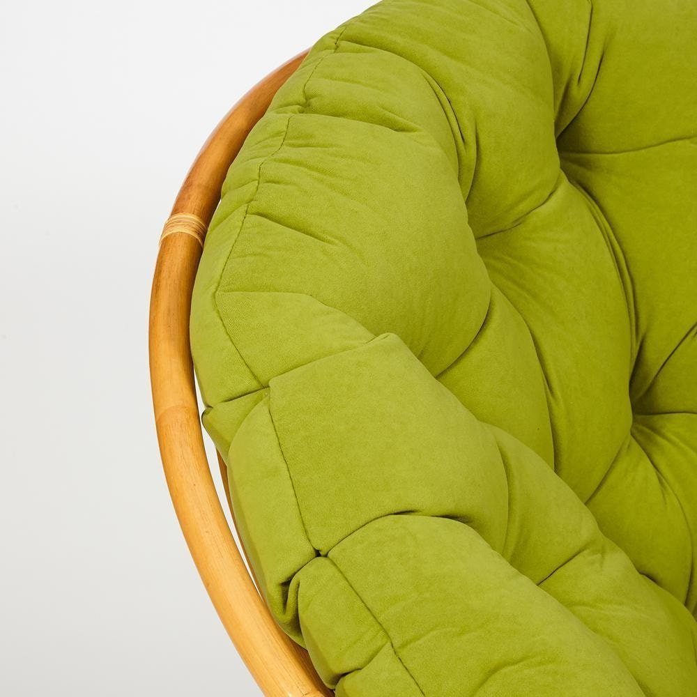 Кресло-качалка Папасан/Papasan (W 23/01 B) /с подушкой/ 115х78х104см, медовый, флок олива, 23 фото 3