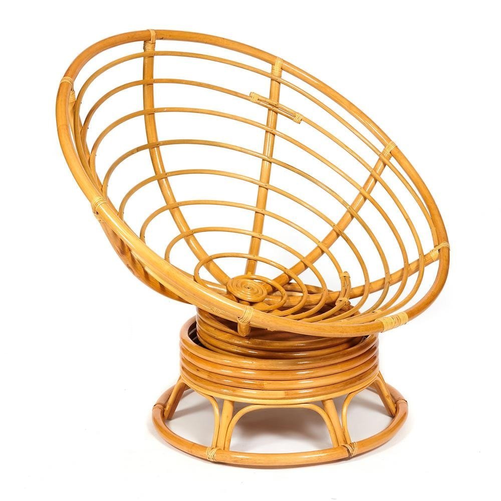 Кресло-качалка Папасан/Papasan (W 23/01 B) /с подушкой/ 115х78х104см, медовый, флок олива, 23 фото 9