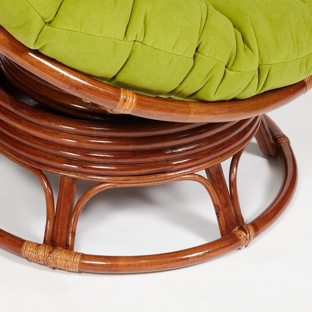 Кресло-качалка Папасан/Papasan (W 23/01 B) /с подушкой/ 115х78х104см, пекан орех, флок олива, 23 фото 3