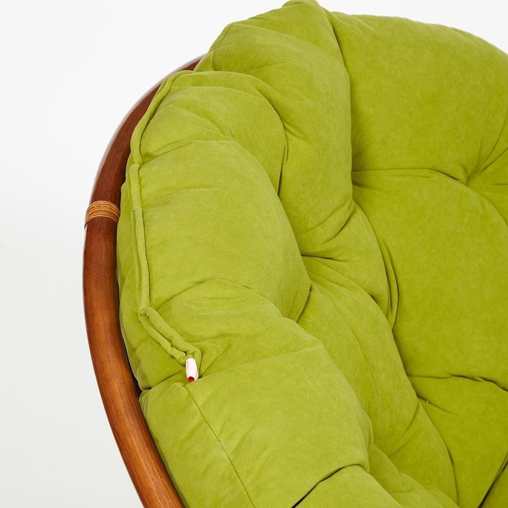 Кресло-качалка Папасан/Papasan (W 23/01 B) /с подушкой/ 115х78х104см, пекан орех, флок олива, 23 фото 4