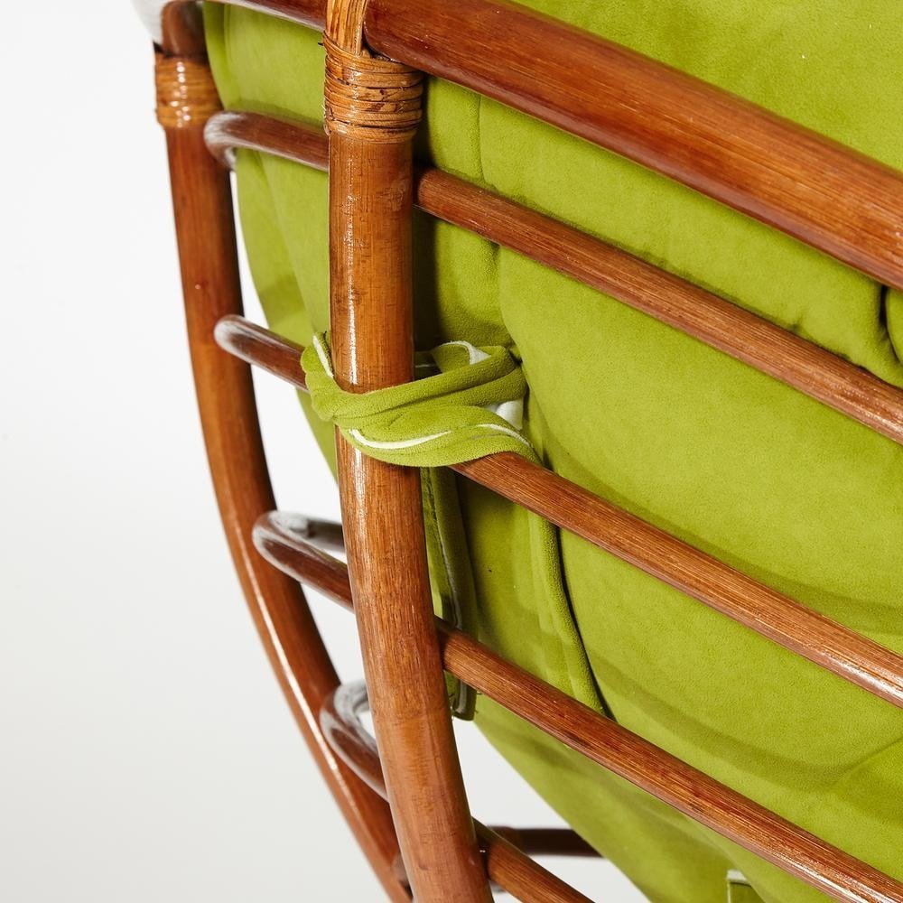 Кресло-качалка Папасан/Papasan (W 23/01 B) /с подушкой/ 115х78х104см, пекан орех, флок олива, 23 фото 10
