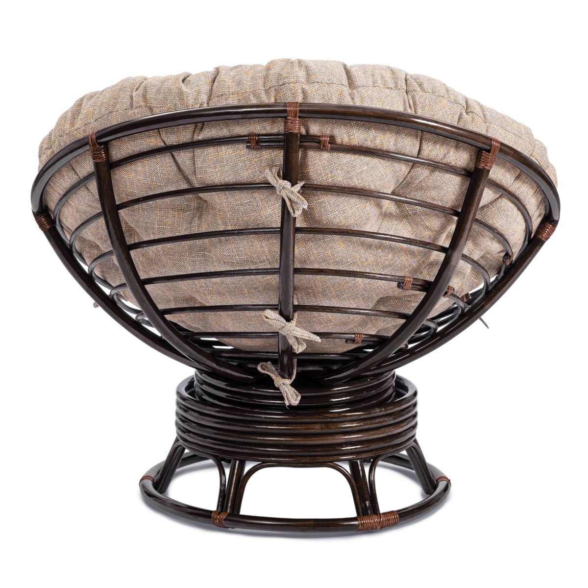 Кресло-качалка Папасан/Papasan (W 23/01 B) /с подушкой/ 115х78х104см, античный черно-коричневый, подушка рогожка, меланж фото 4