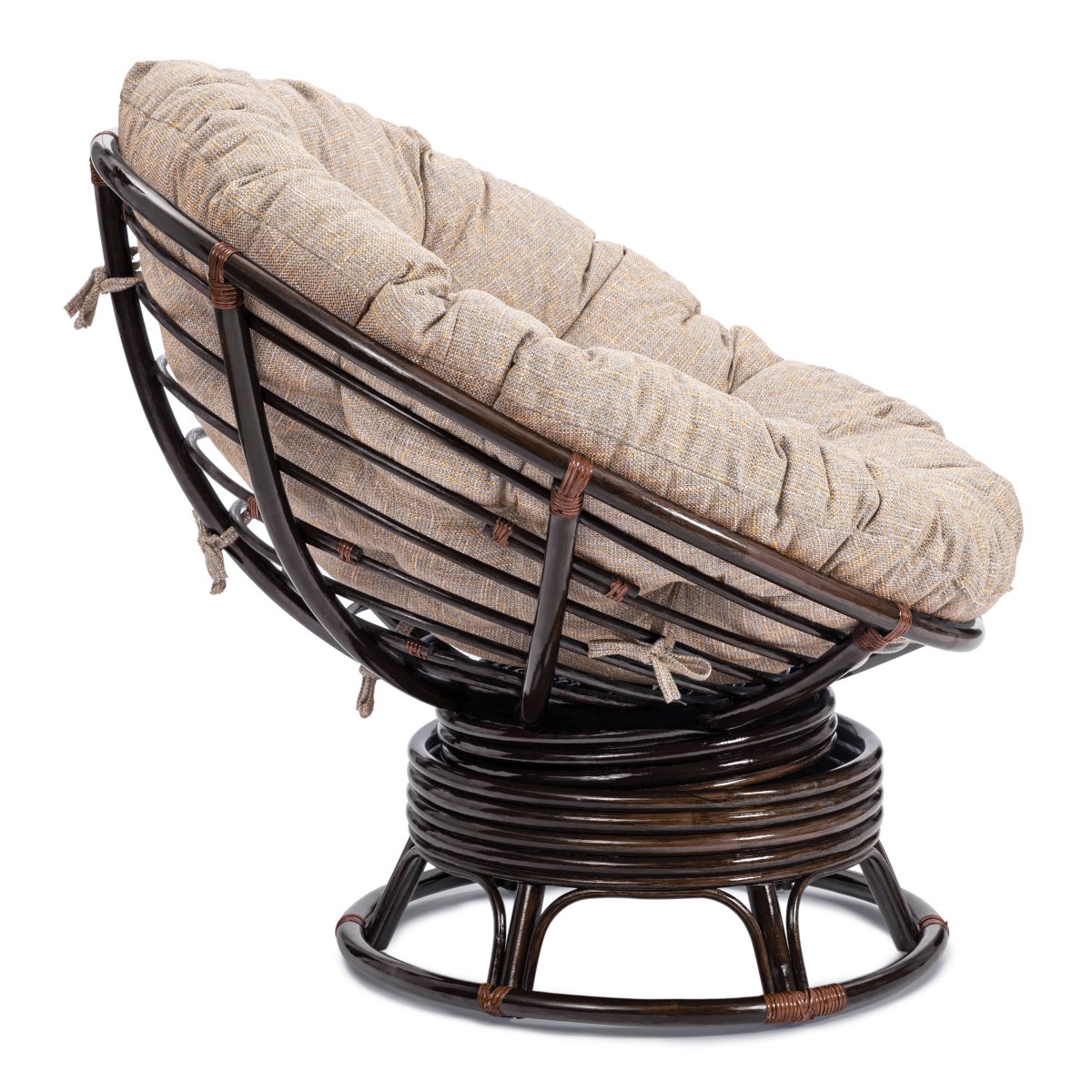 Кресло-качалка Папасан/Papasan (W 23/01 B) /с подушкой/ 115х78х104см, античный черно-коричневый, подушка рогожка, меланж фото 6
