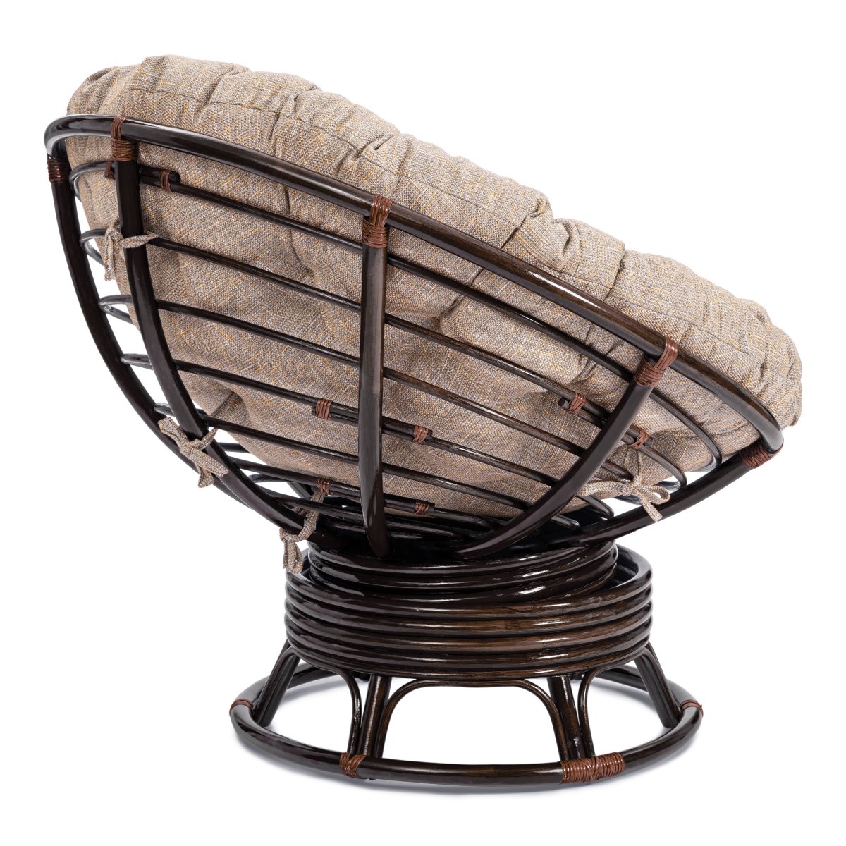 Кресло-качалка Папасан/Papasan (W 23/01 B) /с подушкой/ 115х78х104см, античный черно-коричневый, подушка рогожка, меланж фото 9