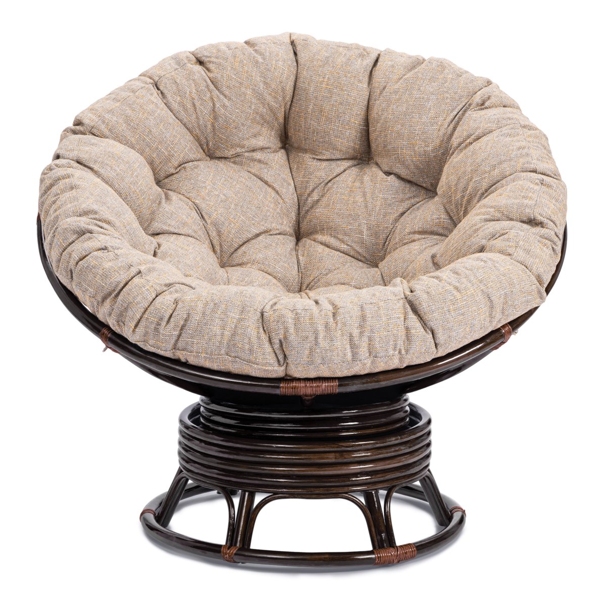 Кресло-качалка Папасан/Papasan (W 23/01 B) /с подушкой/ 115х78х104см, античный черно-коричневый, подушка рогожка, меланж фото 12