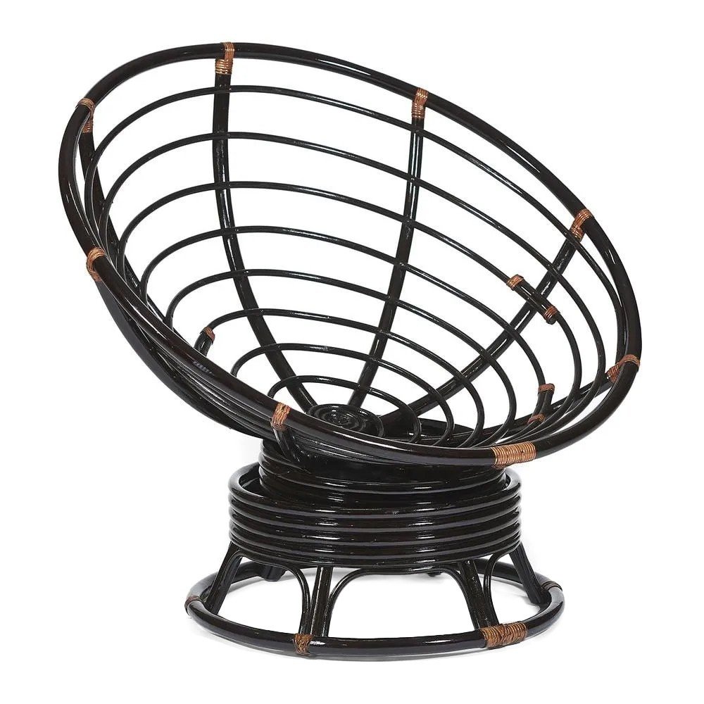 Кресло-качалка Папасан/Papasan (W 23/01 B) /с подушкой/ 115х78х104см, античный черно-коричневый, подушка рогожка, меланж фото 14