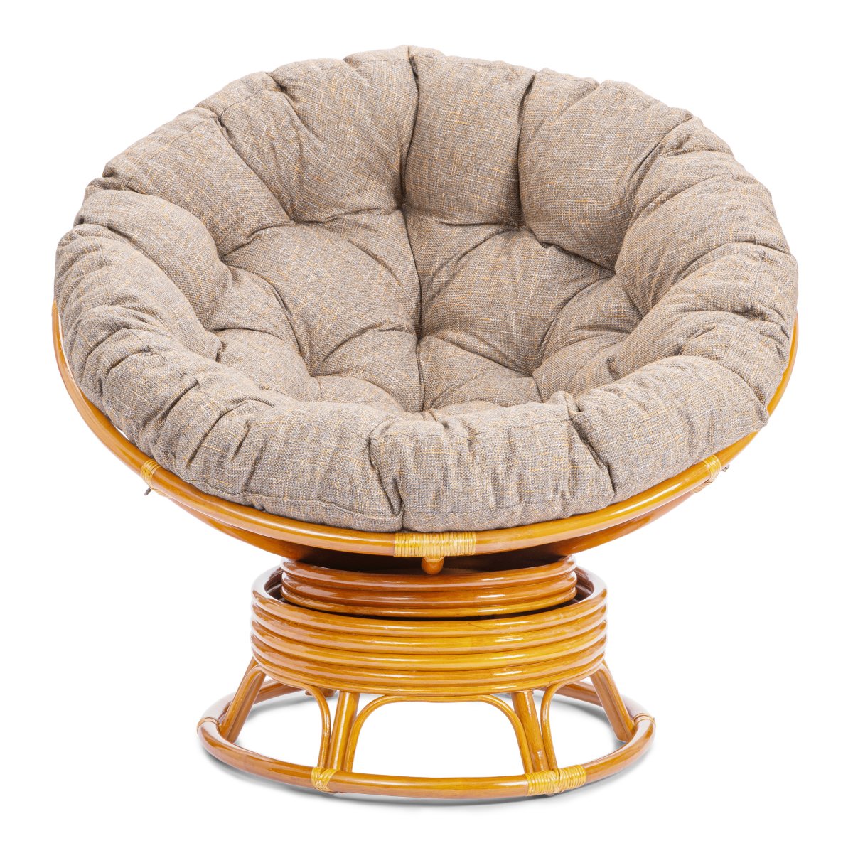 Кресло-качалка Папасан/Papasan (W 23/01 B) /с подушкой/ 115х78х104см, медовый, подушка рогожка, меланж фото 3