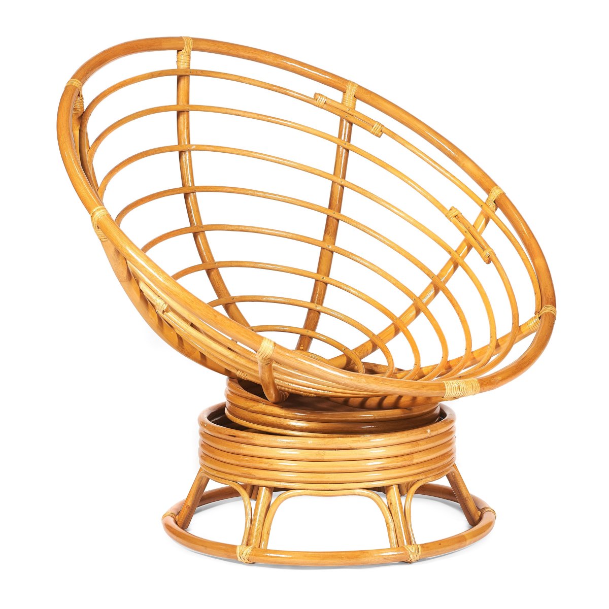 Кресло-качалка Папасан/Papasan (W 23/01 B) /с подушкой/ 115х78х104см, медовый, подушка рогожка, меланж фото 5