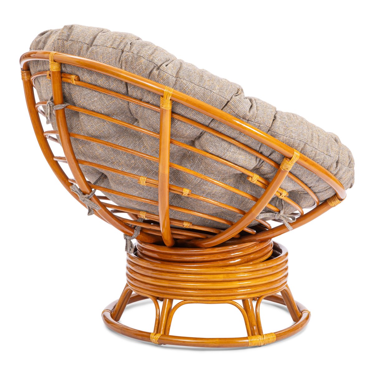 Кресло-качалка Папасан/Papasan (W 23/01 B) /с подушкой/ 115х78х104см, коньячный, подушка рогожка, меланж фото 3