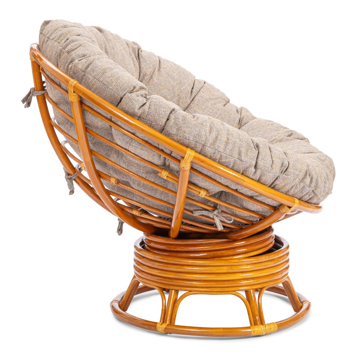 Кресло-качалка Папасан/Papasan (W 23/01 B) /с подушкой/ 115х78х104см, коньячный, подушка рогожка, меланж фото 7