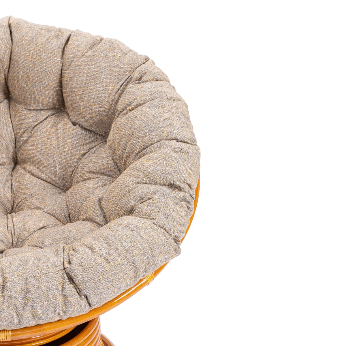 Кресло-качалка Папасан/Papasan (W 23/01 B) /с подушкой/ 115х78х104см, коньячный, подушка рогожка, меланж фото 8