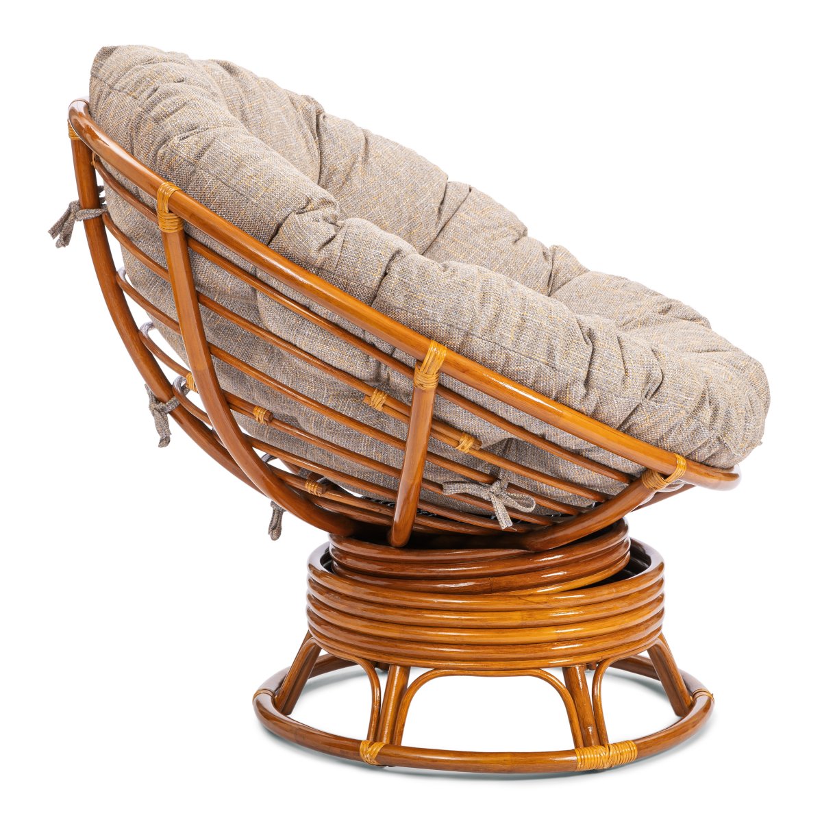 Кресло-качалка Папасан/Papasan (W 23/01 B) /с подушкой/ 115х78х104см, пекан орех, подушка рогожка, меланж фото 2