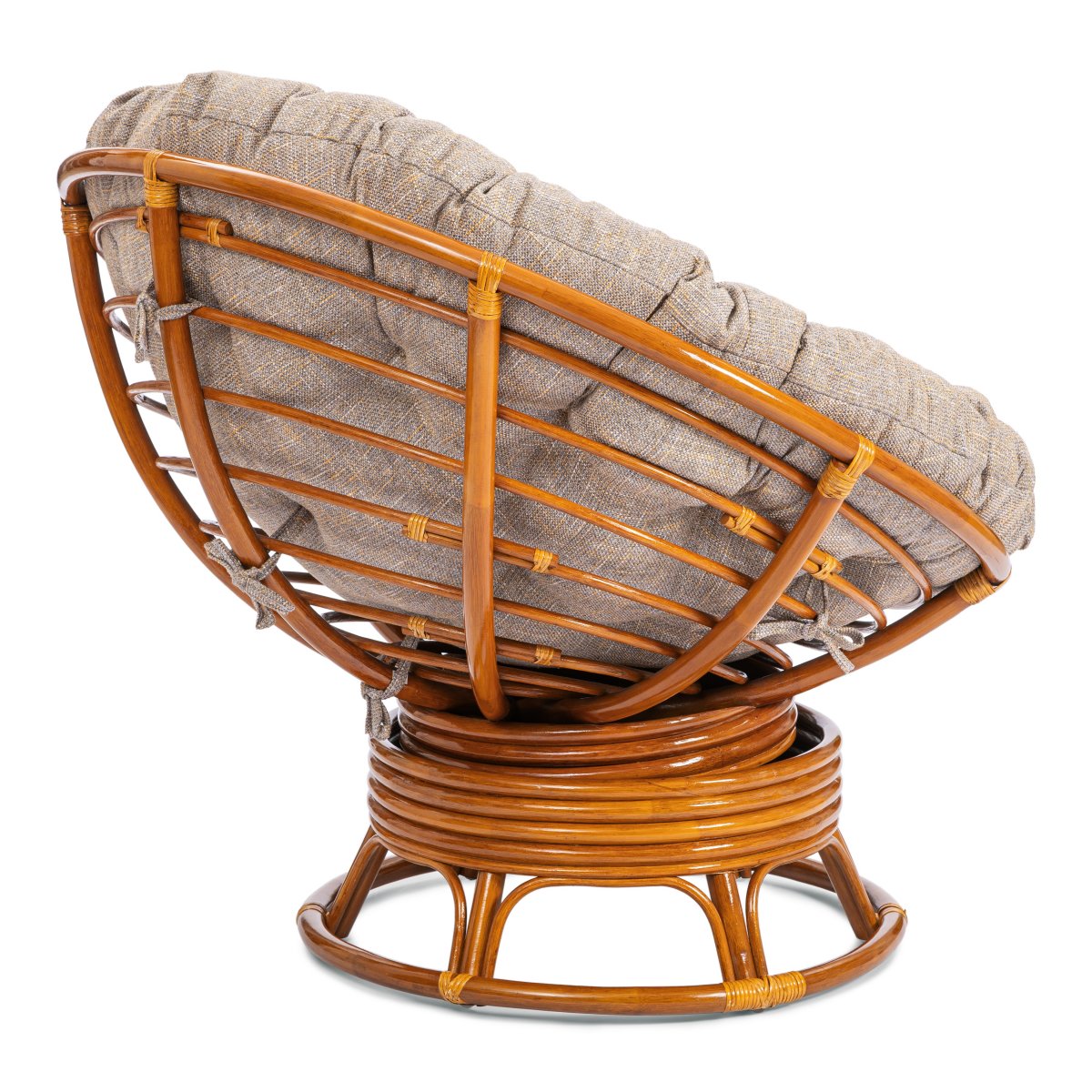 Кресло-качалка Папасан/Papasan (W 23/01 B) /с подушкой/ 115х78х104см, пекан орех, подушка рогожка, меланж фото 18